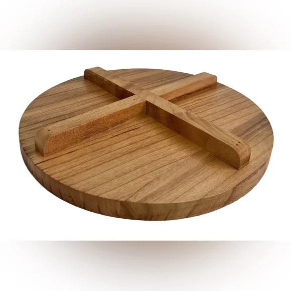 HOME DECOR ~ Round Wooden Decor Tray Water Resistant Handcrafted 12” Diameter - Picture 5 of 9